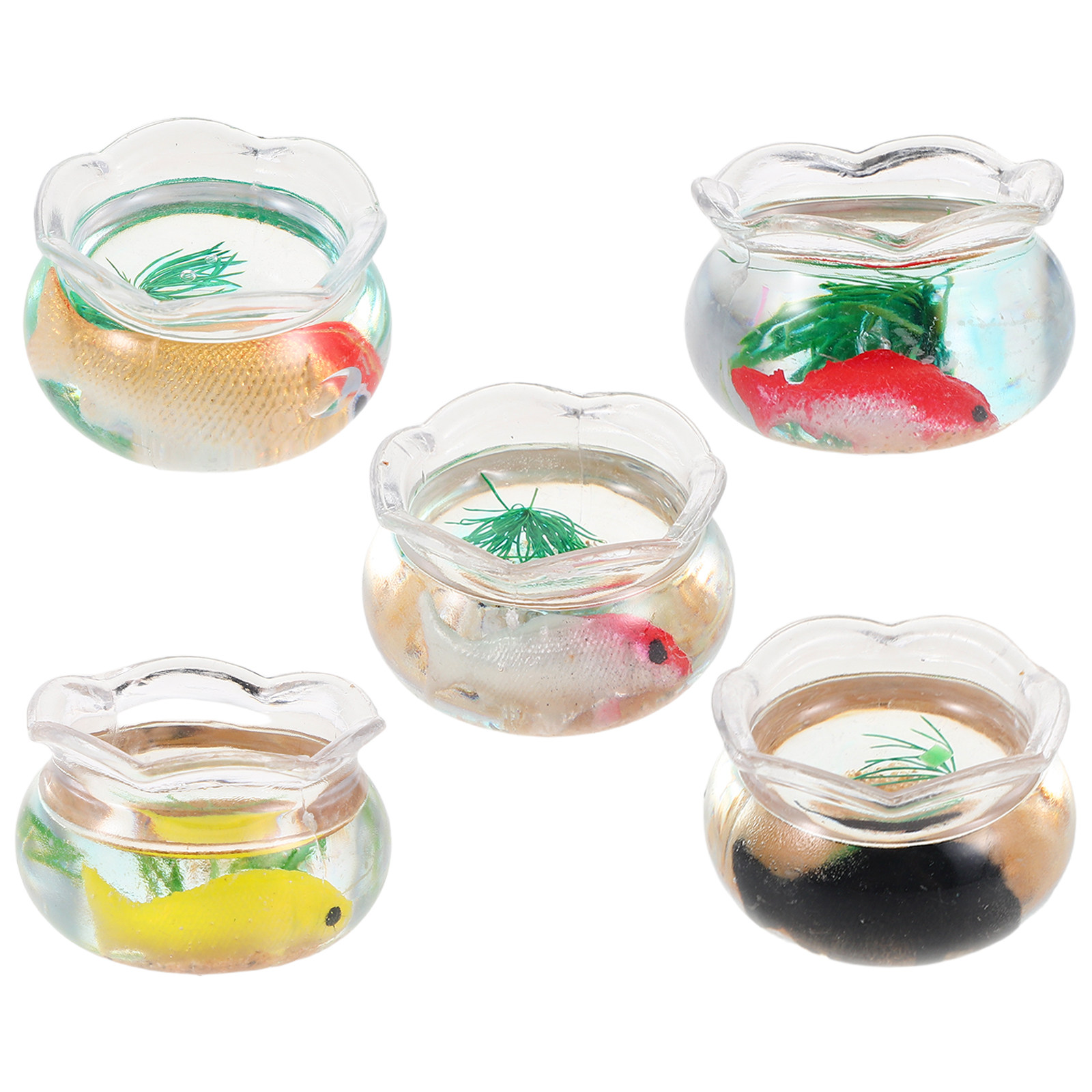 5Pcs Mini Fish Bowl Small Roun - Aquarium Planted Plants recension och pris